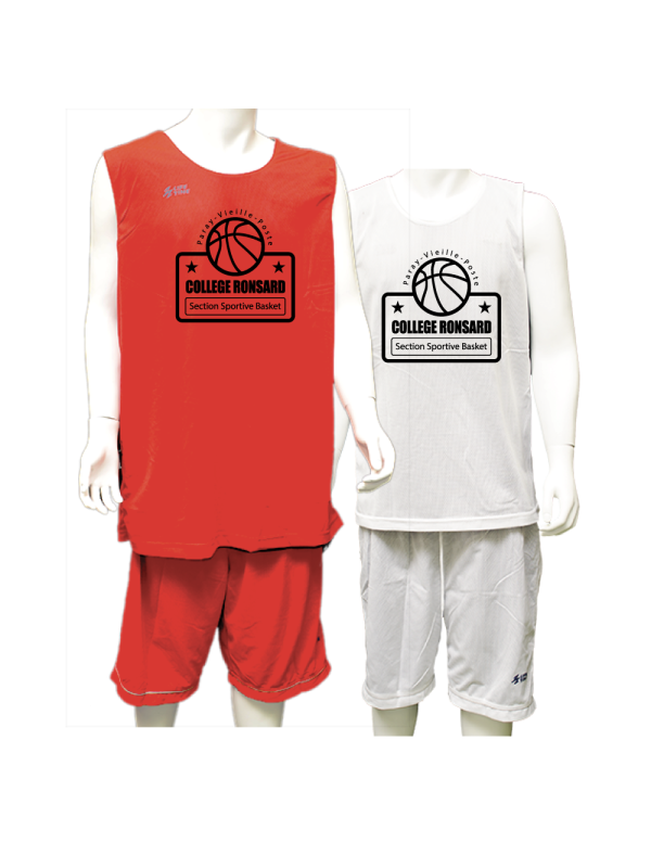 Réversible d'entrainement section Basket collège Ronsard