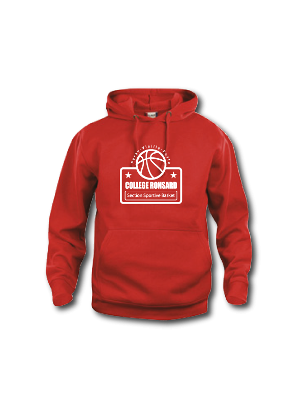 Sweat capuche section basket - collège Ronsard