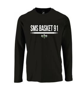 T-shirt noir manches longues coton SMS91 Basket