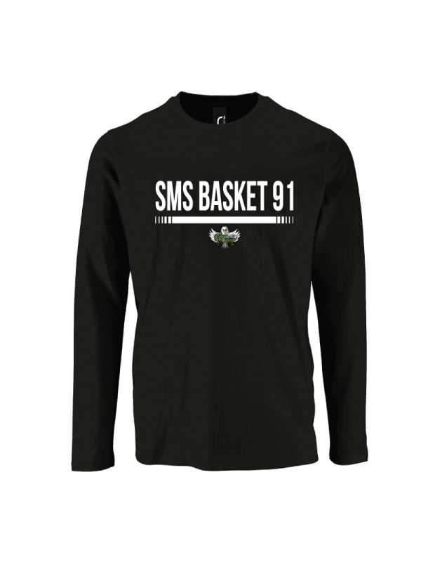 T-shirt noir manches longues coton SMS91 Basket
