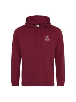 Hoodie burgundy - marquage coeur et dos - logo lycée Marie Curie Versailles - 2025/2026