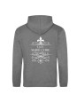 Hoodie graphite heather - marquage coeur et dos - logo lycée Marie Curie Versailles - 2025/2026