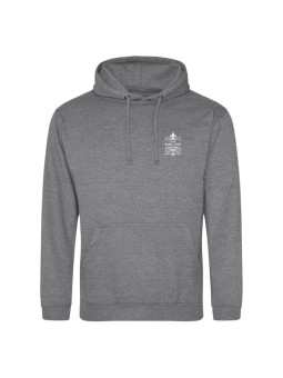 Hoodie graphite heather - marquage coeur et dos - logo lycée Marie Curie Versailles - 2025/2026