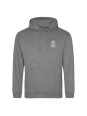 Hoodie graphite heather - marquage coeur et dos - logo lycée Marie Curie Versailles - 2025/2026