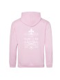 Hoodie baby pink - marquage coeur et dos - logo lycée Marie Curie Versailles - 2025/2026