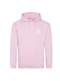 Hoodie baby pink - marquage coeur et dos - logo lycée Marie Curie Versailles - 2025/2026