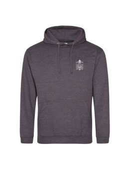 Hoodie charcoal - marquage coeur et dos - logo lycée Marie Curie Versailles - 2025/2026