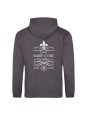 Hoodie charcoal - marquage coeur et dos - logo lycée Marie Curie Versailles - 2025/2026