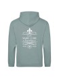 Hoodie dusty green- marquage coeur et dos - logo lycée Marie Curie Versailles - 2025/2026