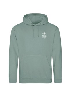 Hoodie dusty green- marquage coeur et dos - logo lycée Marie Curie Versailles - 2025/2026