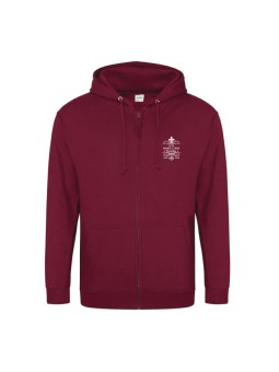 Sweat-shirt à capuche, zippé - couleur burgundy - lycée Marie Curie de Versailles - 2025-2026