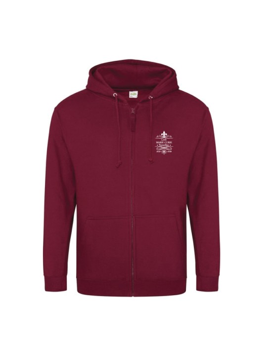 Sweat-shirt à capuche, zippé - couleur burgundy - lycée Marie Curie de Versailles - 2025-2026