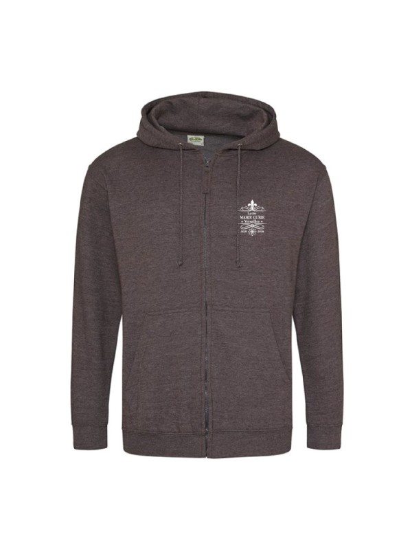 Sweat-shirt à capuche, zippé - couleur charcoal- lycée Marie Curie de Versailles - 2025-2026