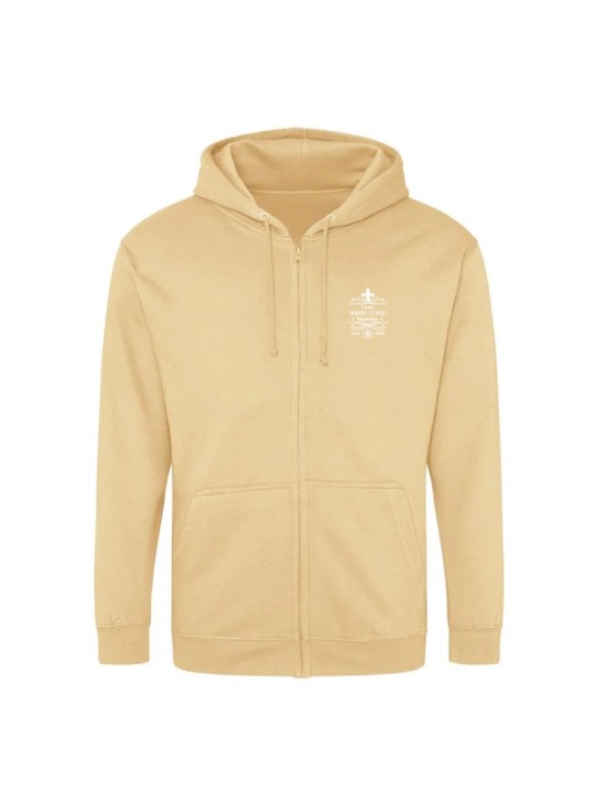 Sweat-shirt à capuche, zippé - couleur sable - lycée Marie Curie de Versailles - 2025-2026