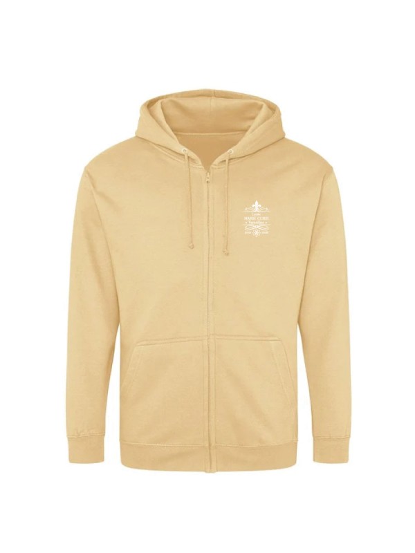 Sweat-shirt à capuche, zippé - couleur sable - lycée Marie Curie de Versailles - 2025-2026
