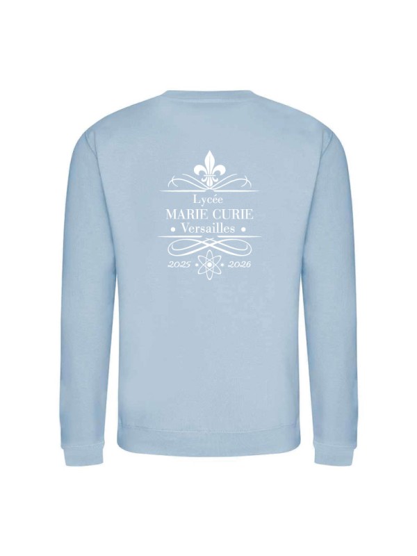 Sweater sans capuche - marquage coeur et dos - Lycée Marie Curie - Versailles - 2025/2026