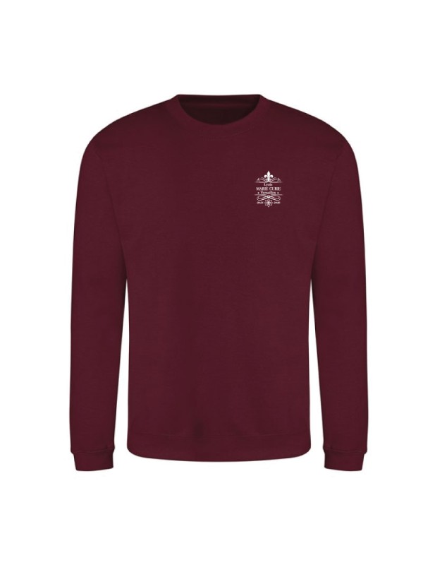 Sweater sans capuche - marquage coeur et dos - Lycée Marie Curie - Versailles - 2025/2026
