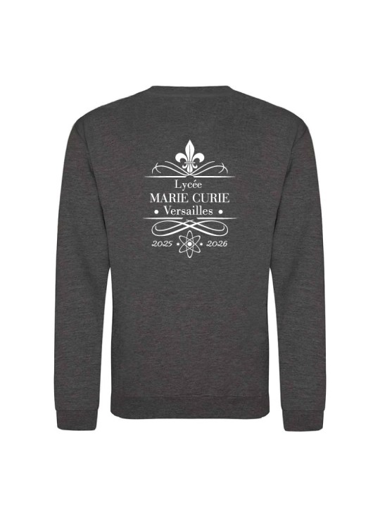 Sweater sans capuche - marquage coeur et dos - Lycée Marie Curie - Versailles - 2025/2026