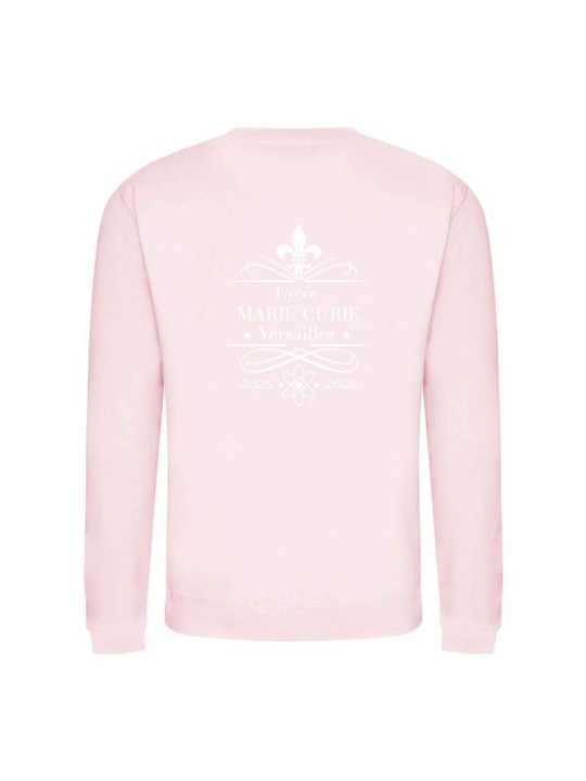 Sweater sans capuche - marquage coeur et dos - Lycée Marie Curie - Versailles - 2025/2026