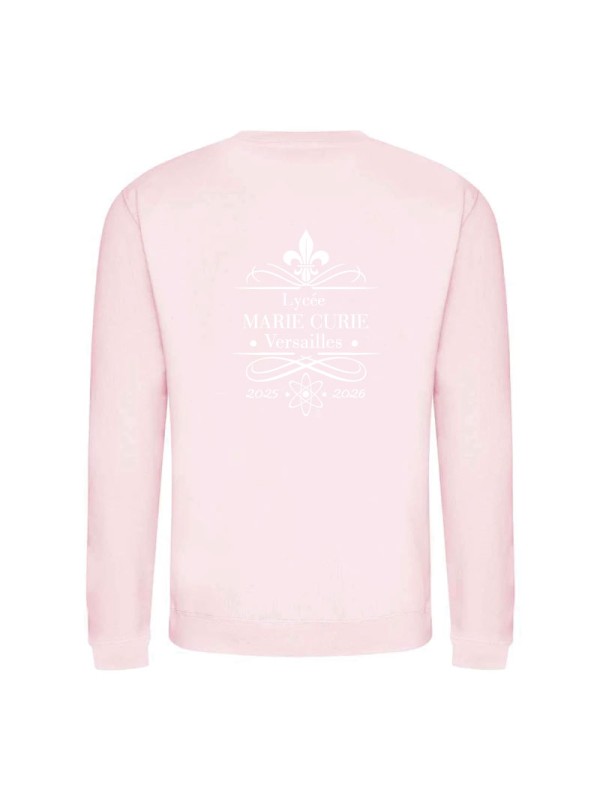 Sweater sans capuche - marquage coeur et dos - Lycée Marie Curie - Versailles - 2025/2026