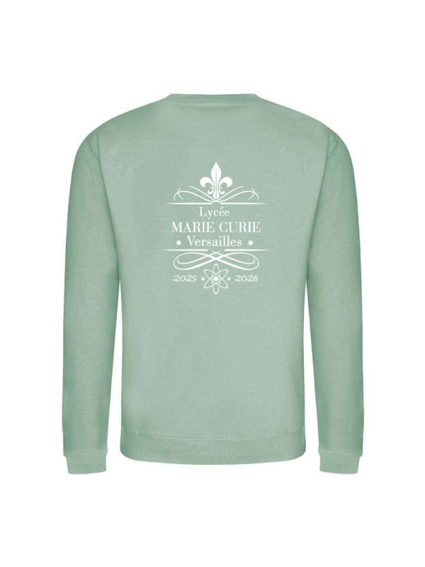 Sweater sans capuche - marquage coeur et dos - Lycée Marie Curie - Versailles - 2025/2026