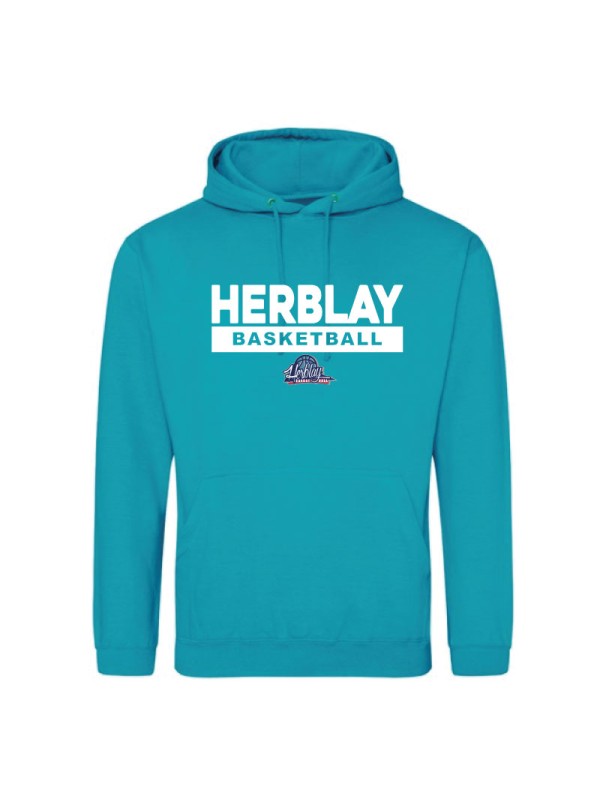 Sweat à capuche turquoise Herblay Basketball