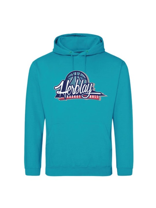 Sweat à capuche turquoise Herblay Club